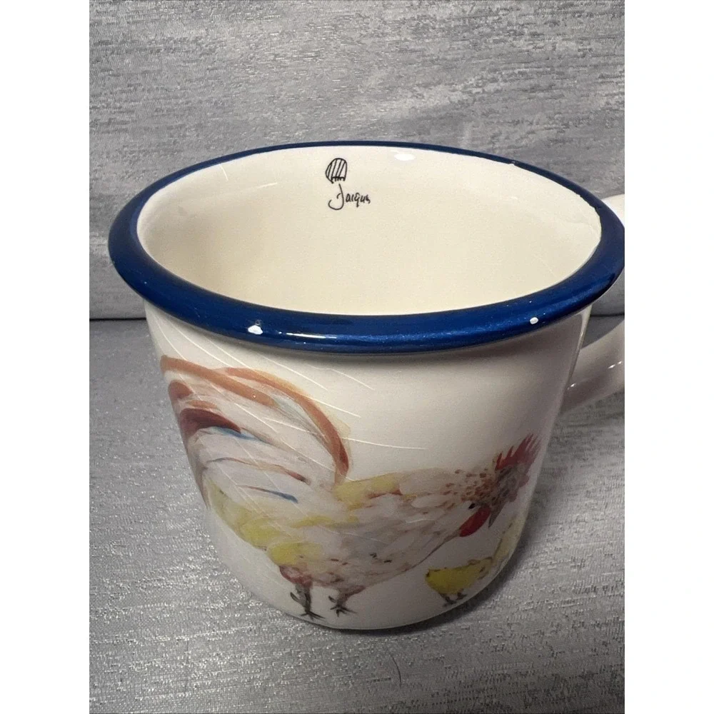 Jacques Pepin Sur La Table Rooster with Baby Chicks Mug. Earthenware Italy. Rare